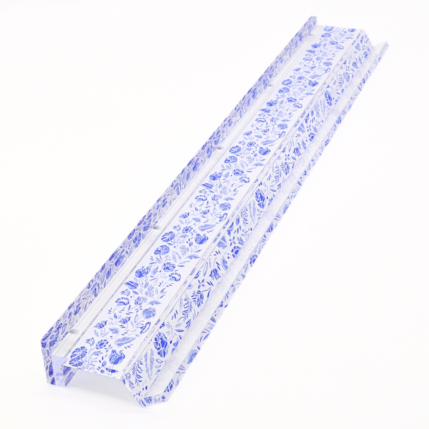 Blue and White Chinoiserie Mahjong Rack and Pusher, Set of 4