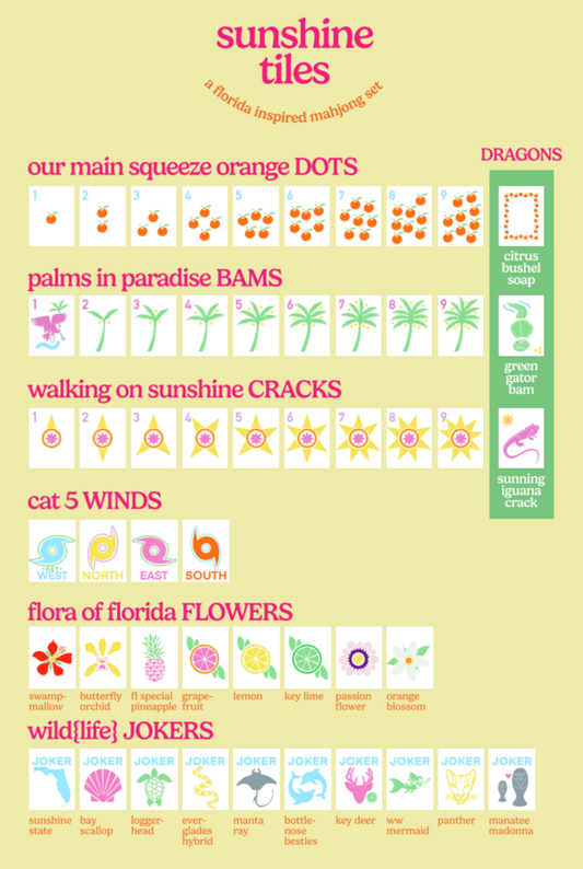 MIDDLE & MAIN MAHJONG: "Sunshine Tiles" FL Inspired Mahjong Set